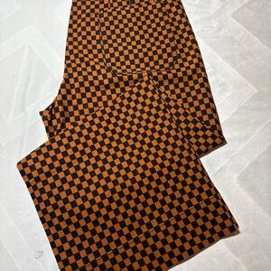 Anthropologie Maeve Orange and Black Checkered Pants